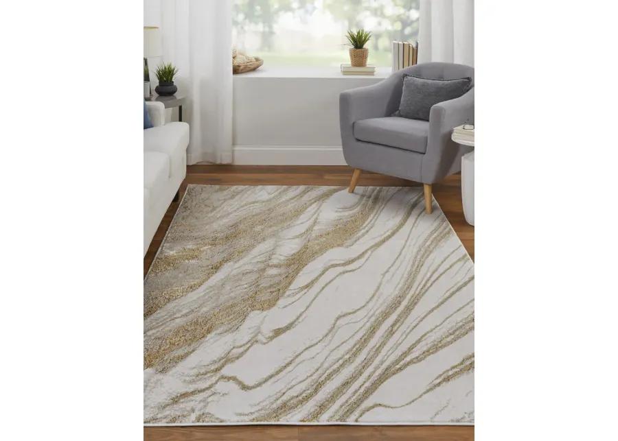 Aura 39LLF 13' x 20' Ivory/Taupe/Gold Rug