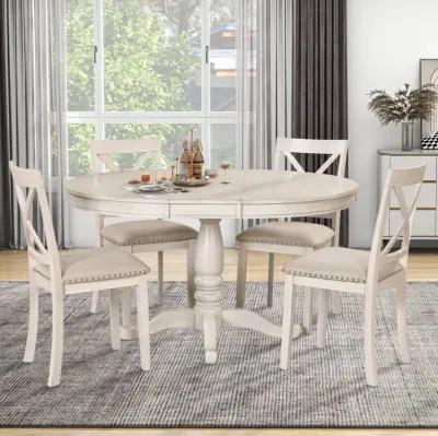 Merax Modern Dining  Extendable Table Chairs 5 Pieces Set