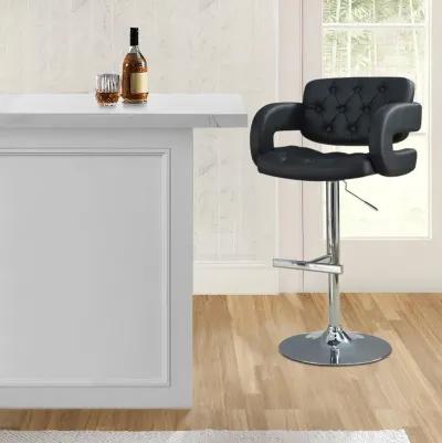 Contemporary Adjustable Height Barstool, Black-Benzara