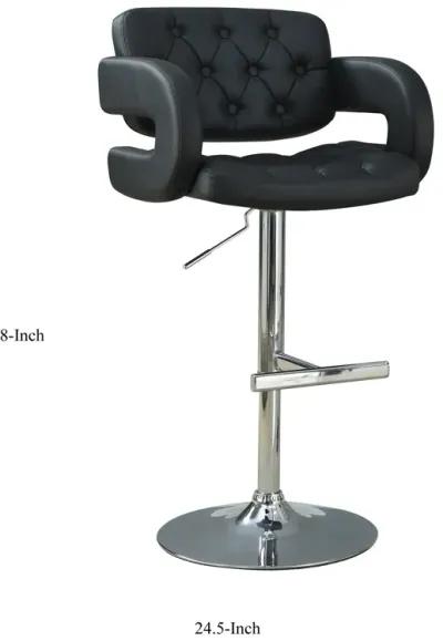 Contemporary Adjustable Height Barstool, Black-Benzara