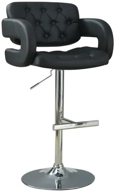 Contemporary Adjustable Height Barstool, Black-Benzara