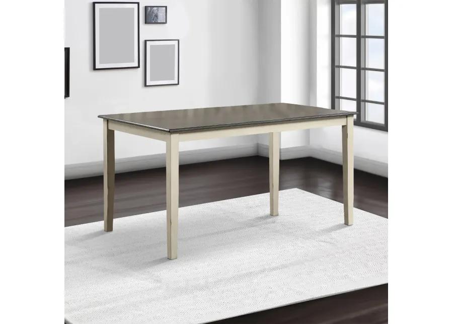 Two Tone Wooden Dining Table with Block Legs, White-Benzara