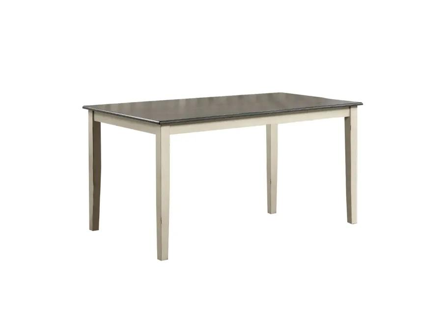 Two Tone Wooden Dining Table with Block Legs, White-Benzara