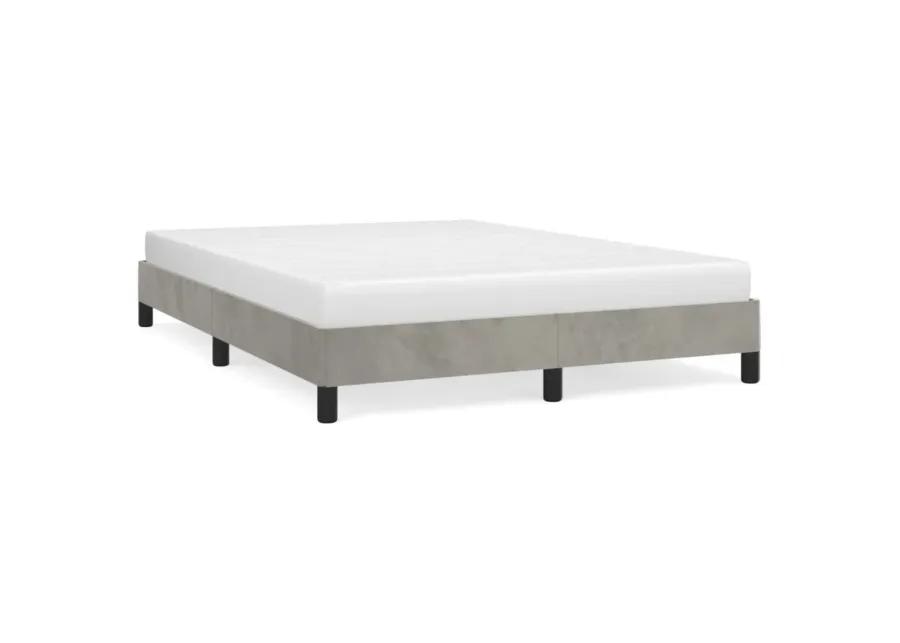 vidaXL Bed Frame - Full Velvet, Light Gray Double Bed Made of Plywood and Engineered Wood, Sized 76" x 55.1" x 9.8", Suitable for Mattress Size 53.9" x 74.8"