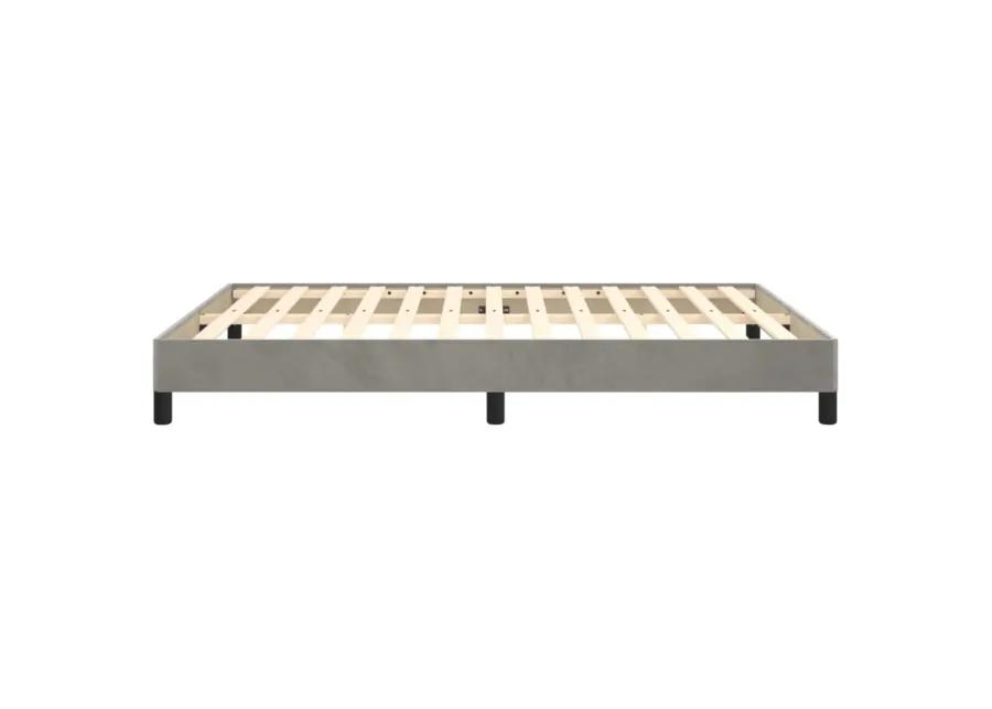 vidaXL Bed Frame - Full Velvet, Light Gray Double Bed Made of Plywood and Engineered Wood, Sized 76" x 55.1" x 9.8", Suitable for Mattress Size 53.9" x 74.8"