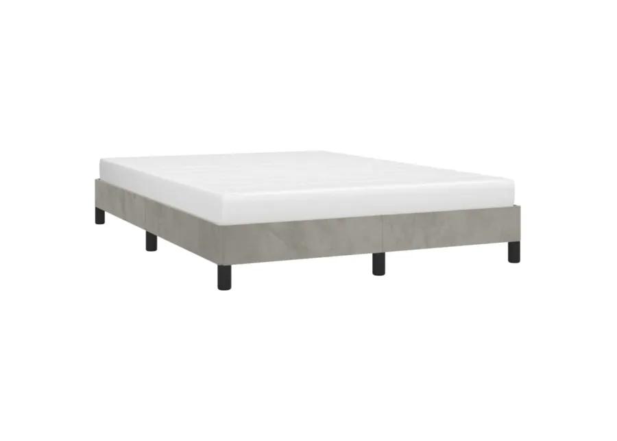 vidaXL Bed Frame - Full Velvet, Light Gray Double Bed Made of Plywood and Engineered Wood, Sized 76" x 55.1" x 9.8", Suitable for Mattress Size 53.9" x 74.8"