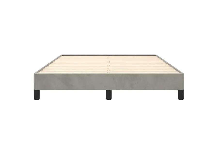 vidaXL Bed Frame - Full Velvet, Light Gray Double Bed Made of Plywood and Engineered Wood, Sized 76" x 55.1" x 9.8", Suitable for Mattress Size 53.9" x 74.8"