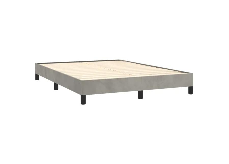 vidaXL Bed Frame - Full Velvet, Light Gray Double Bed Made of Plywood and Engineered Wood, Sized 76" x 55.1" x 9.8", Suitable for Mattress Size 53.9" x 74.8"