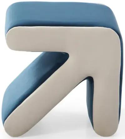 Modern Velvet Upholstered Stool & Coffee Table, Blue+Beige