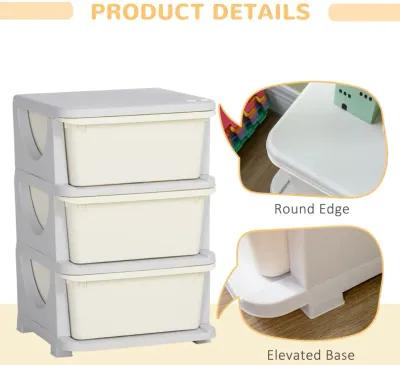 Cream White Kids' Storage: 3-Tier Organizer with Spacious Drawers