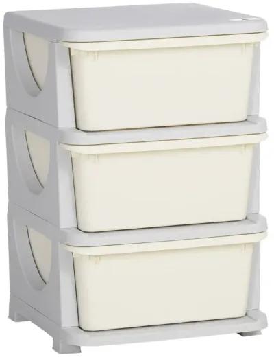 Cream White Kids' Storage: 3-Tier Organizer with Spacious Drawers