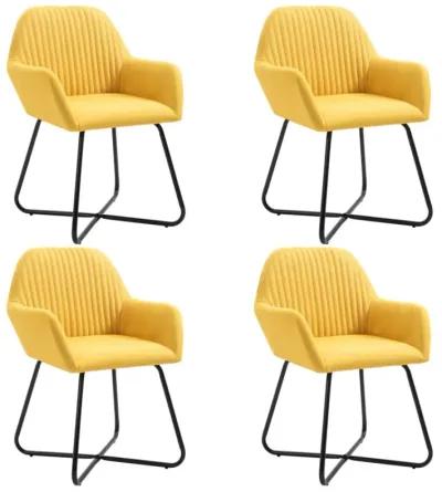 vidaXL Dining Chairs 4 pcs Yellow Fabric