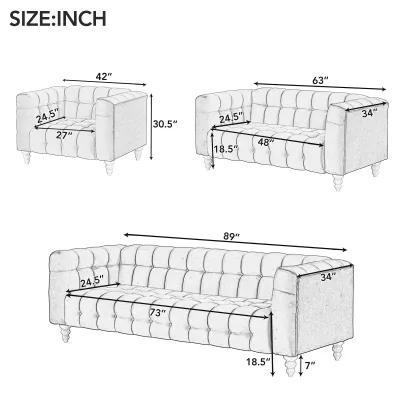 Merax 3-piece Upholstered Loveseat Sofa Set