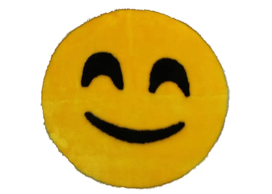 Walk on Me Emoji Faux Fur Soft and Cute 26 in. Smiley Area Rug in France