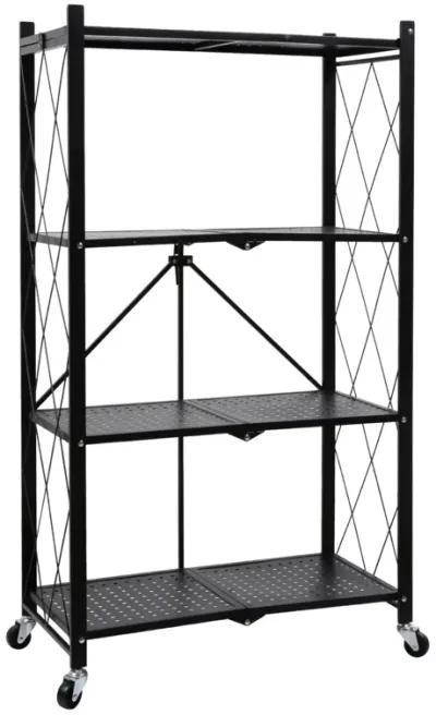 Healthsmart 4-Tier Heavy Duty Foldable Metal Rack Storage Shelving Unit With Wheels