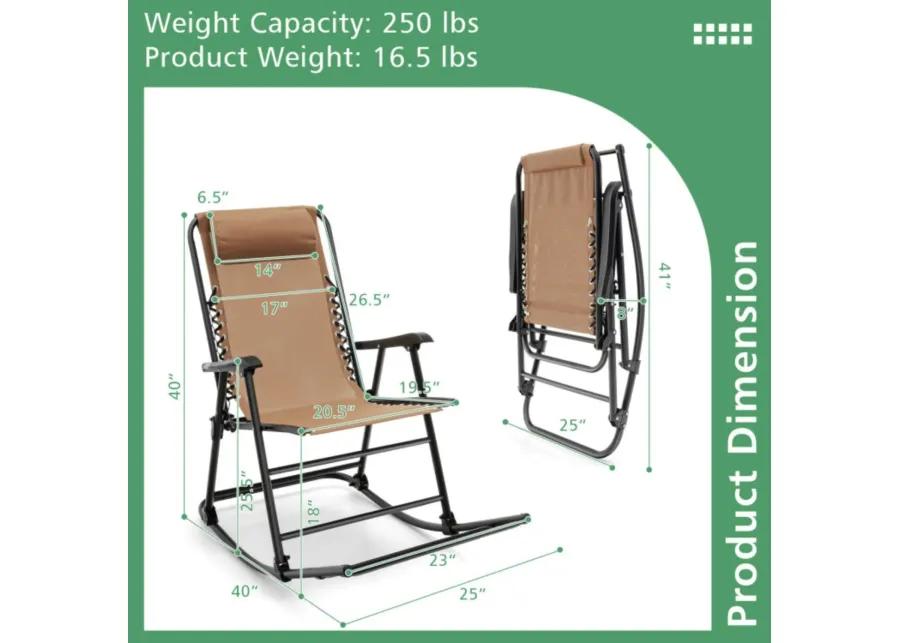 Outdoor Patio Camping Lightweight Folding Rocking Chair with Footrest