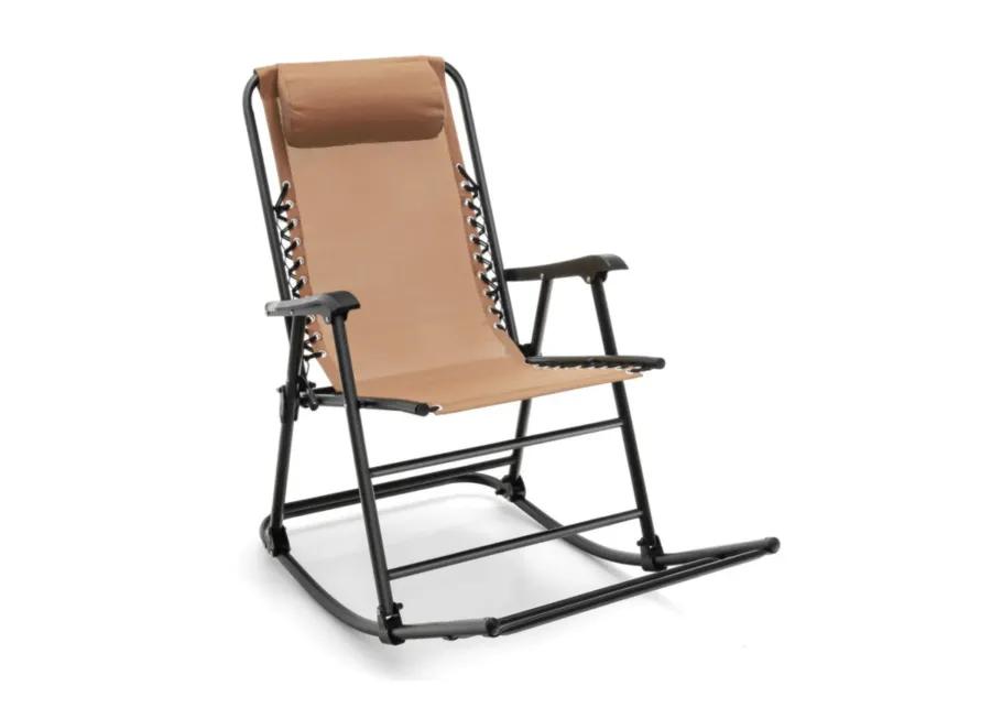 Outdoor Patio Camping Lightweight Folding Rocking Chair with Footrest