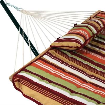 Sunnydaze 2-Person Rope Hammock with Steel Stand and Pad/Pillow