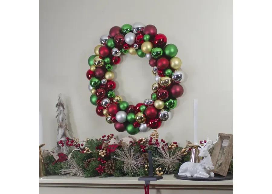 Traditional Colors 2-Finish Shatterproof Ball Christmas Wreath  36-Inch