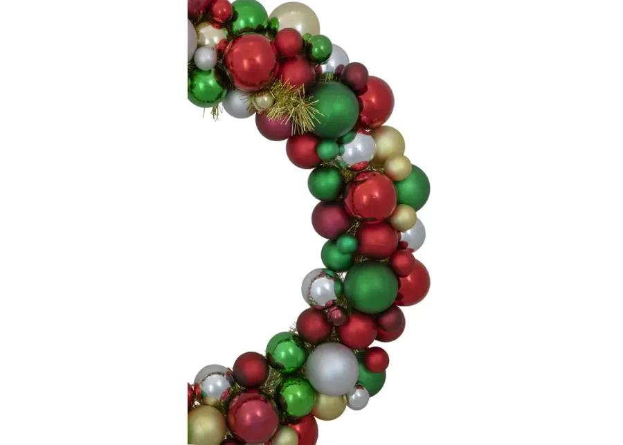 Traditional Colors 2-Finish Shatterproof Ball Christmas Wreath  36-Inch