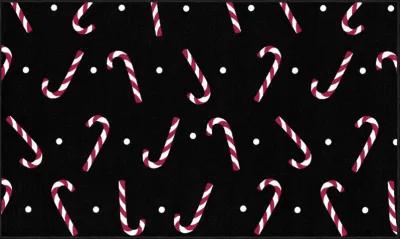 Candy Canes Black 2' x 3' 4" Kitchen Mat