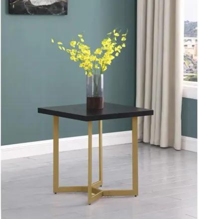 3pc Black wood top coffee table set w/gold color iron base (1Coffee+1End+1console table)