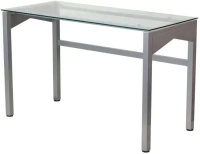 Hivvago Rectangular Writing Table Office Desk with Clear Tempered Glass Surface