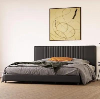 Rio Faux Leather Upholstered Bed, Queen, Black