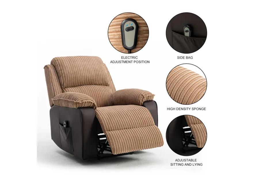 Fabric Recliner Chair Theater Single Recliner Thick Seat And Backrest, Suitable