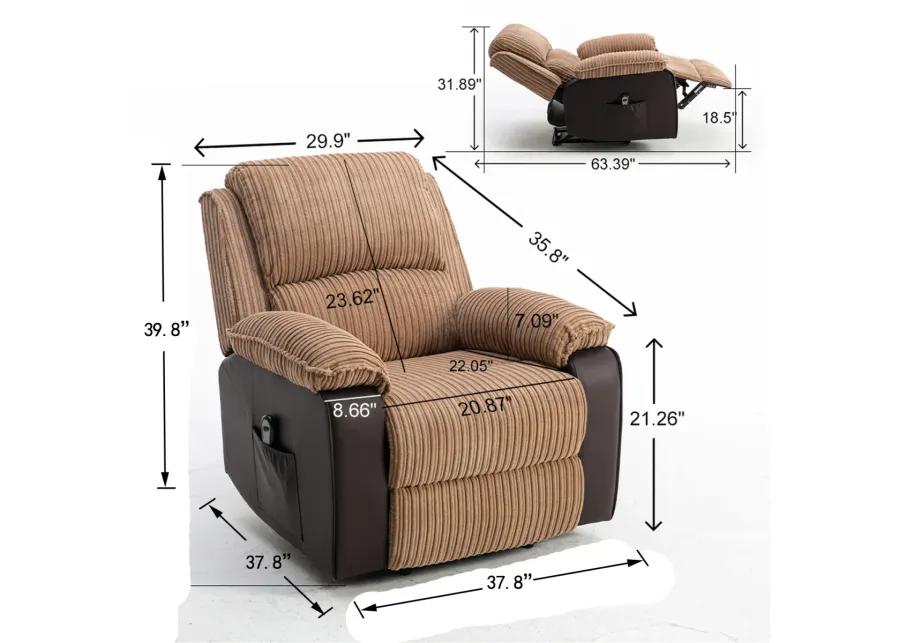 Fabric Recliner Chair Theater Single Recliner Thick Seat And Backrest, Suitable