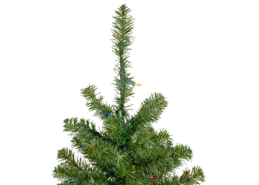 6' Pre-Lit Medium Canadian Pine Artificial Christmas Tree - Multicolor Lights