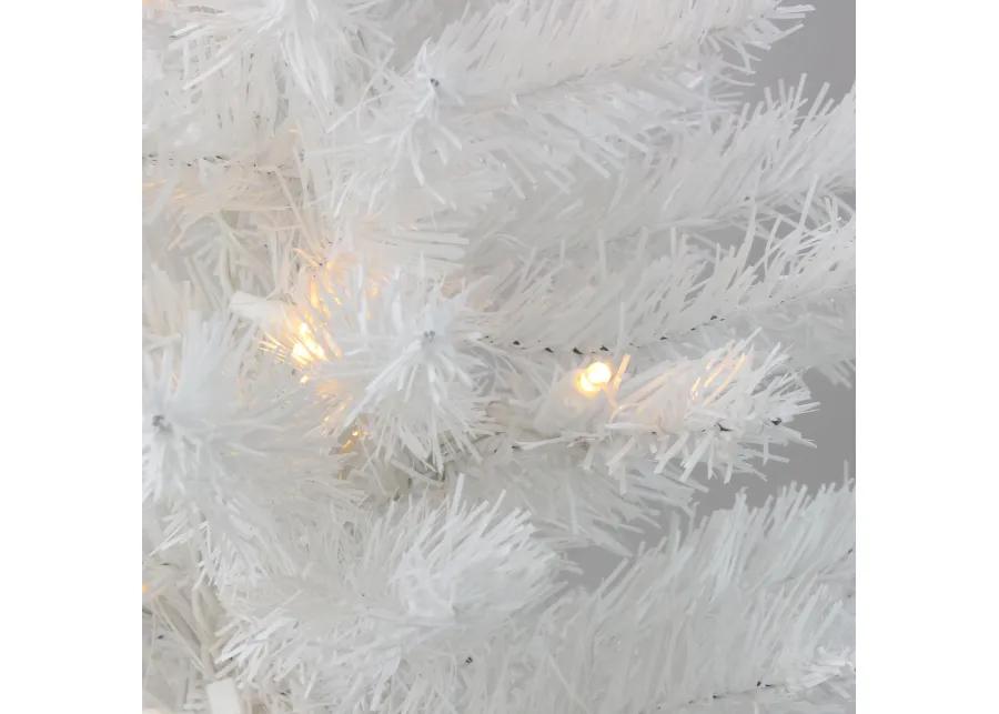 Pre-Lit Snow White Medium Artificial Christmas Tree  2 Ft - Clear LED Lights