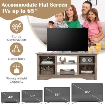 Hivvago TV Stand for up to 65" Flat Screen TVs with Adjustable Shelves for 18" Electric Fireplace (Not Included)