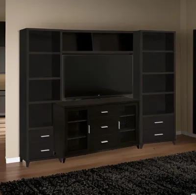 TV Entertainment Center, Console, 2 Media Towers, Bridge, Cappuccino Brown - Benzara