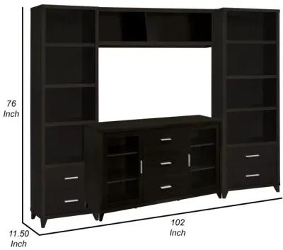 TV Entertainment Center, Console, 2 Media Towers, Bridge, Cappuccino Brown - Benzara