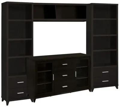 TV Entertainment Center, Console, 2 Media Towers, Bridge, Cappuccino Brown - Benzara