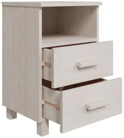 Bedside Cabinet HAMAR White 15.7"x13.8"x24.4" Solid Wood Pine