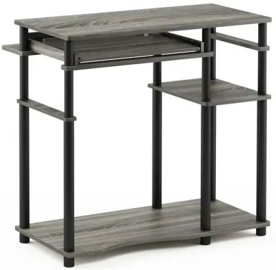 Furinno Furinno Abbott Computer Desk with Bookshelf, French Oak Grey/Black, 17097GYW/BK