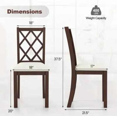 Hivvago Dining Chair Set of 2 Wood Kitchen Chairs with Upholstered Seat Cushion and Rubber Wood Legs-Brown