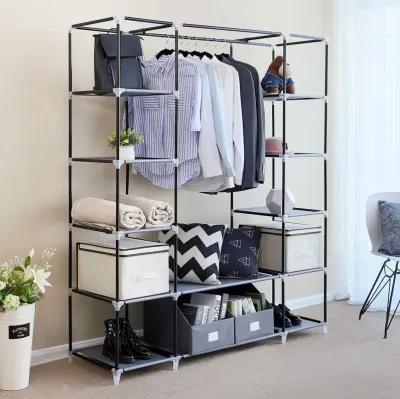 Portable Clothes Storage Solution with Shelves & Hanging Rail