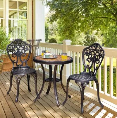 3-Piece All-Weather Cast Aluminum Patio Bistro Set-Copper