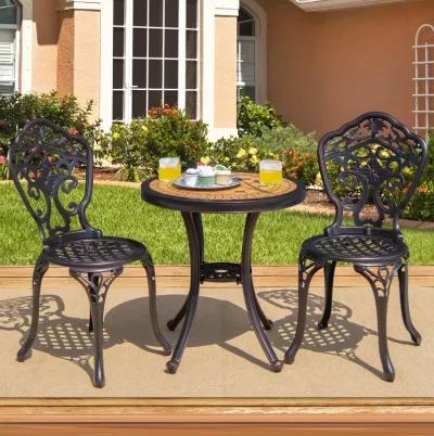 3-Piece All-Weather Cast Aluminum Patio Bistro Set-Copper