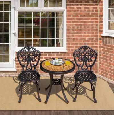 3-Piece All-Weather Cast Aluminum Patio Bistro Set-Copper