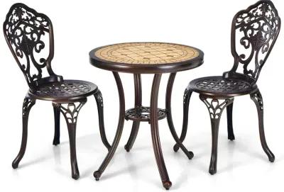 3-Piece All-Weather Cast Aluminum Patio Bistro Set-Copper