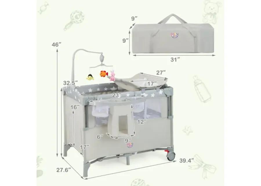 Hivvago 5-in-1 Portable Baby Beside Bassinet with Diaper Changer