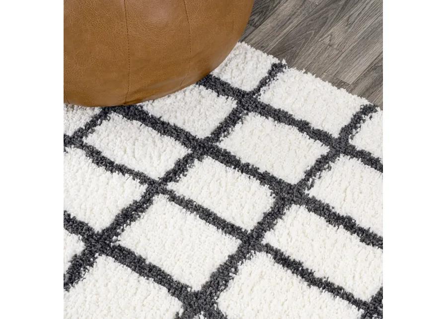 Arenal Geometric Grid Shag Area Rug