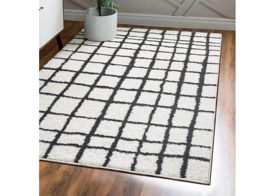 Arenal Geometric Grid Shag Area Rug