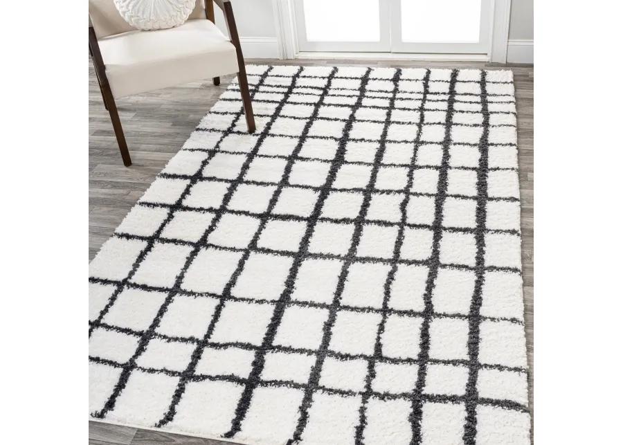 Arenal Geometric Grid Shag Area Rug