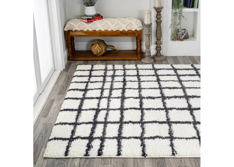 Arenal Geometric Grid Shag Area Rug