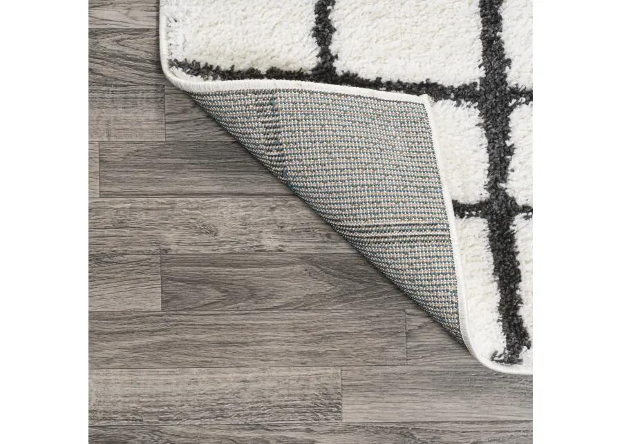 Arenal Geometric Grid Shag Area Rug